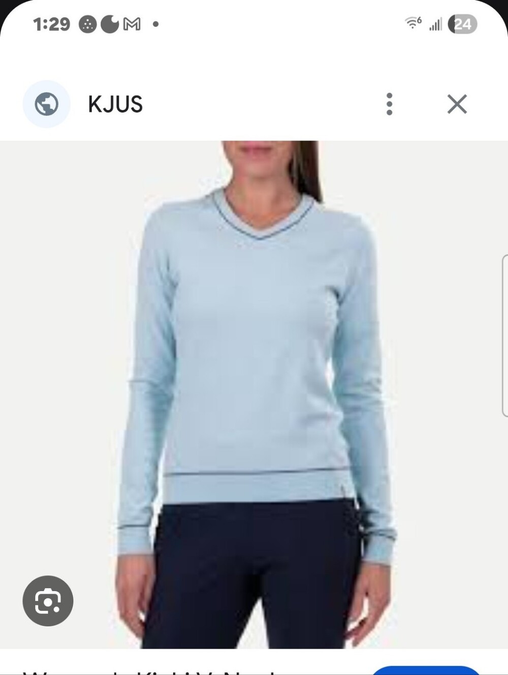 KJUS Cotton Women's Kicki V-Neck Light Blue V-Neck Performance Sweater Golf